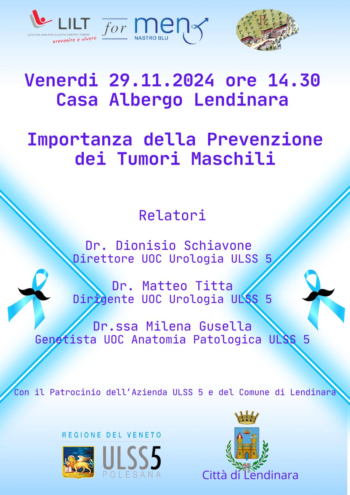 Relatori Dr. Dionisio Schiavone Direttore UOC Urologia ULSS 5   Dr. Titta Dirigente UOC Urologia ULSS 5  Dr.ssa Milena Gusella Genetista UOC Anatomia Patologica ULSS 5 